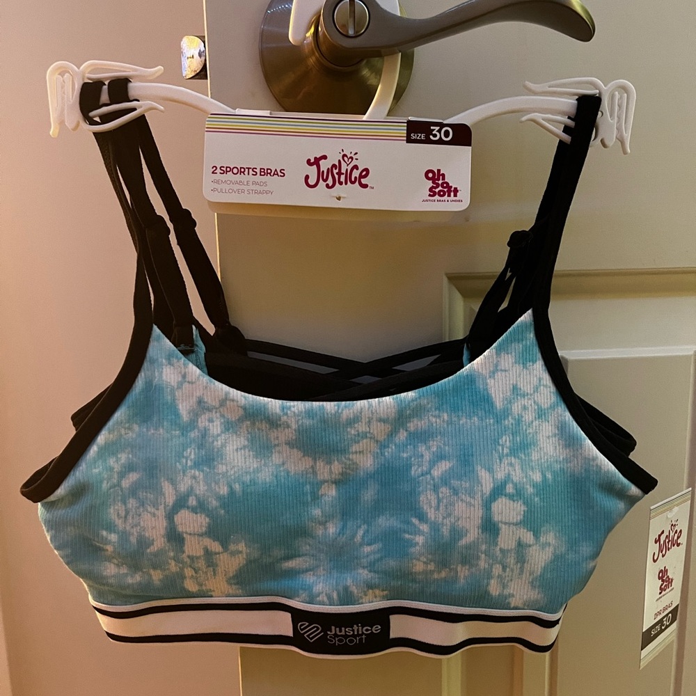 NWT never worn justice girls sports bras. set of 2.